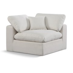 Comfy Cream Linen Textured Fabric Modular Corner Chair