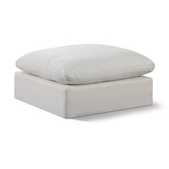 Comfy Cream Linen Textured Fabric Modular Ottoman