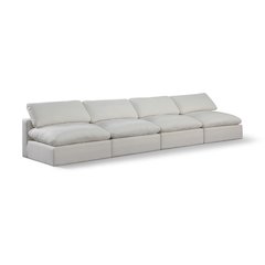 Comfy Cream Linen Textured Fabric Modular Sofa