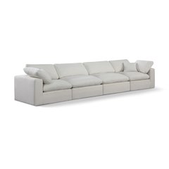 Comfy Cream Linen Textured Fabric Modular Sofa