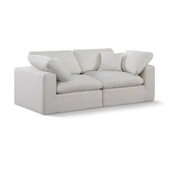 Comfy Cream Linen Textured Fabric Modular Sofa