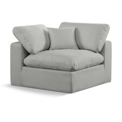 Comfy Grey Linen Textured Fabric Modular Corner Chair