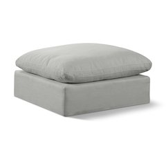 Comfy Grey Linen Textured Fabric Modular Ottoman