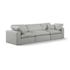 Comfy Grey Linen Textured Fabric Modular Sofa