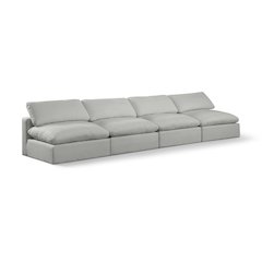 Comfy Grey Linen Textured Fabric Modular Sofa