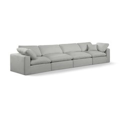 Comfy Grey Linen Textured Fabric Modular Sofa