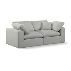 Comfy Grey Linen Textured Fabric Modular Sofa