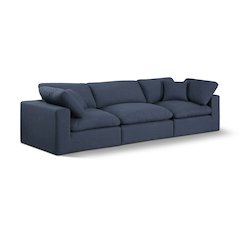 Comfy Navy Linen Textured Fabric Modular Sofa