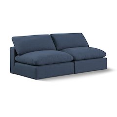 Comfy Navy Linen Textured Fabric Modular Sofa