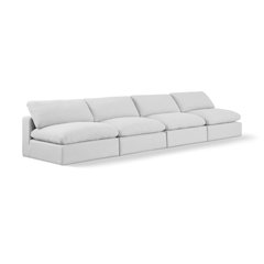 Comfy White Linen Textured Fabric Modular Sofa