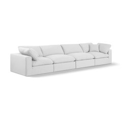 Comfy White Linen Textured Fabric Modular Sofa