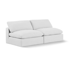 Comfy White Linen Textured Fabric Modular Sofa