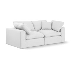 Comfy White Linen Textured Fabric Modular Sofa
