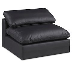 Comfy Black Vegan Leather Modular Armless Chair