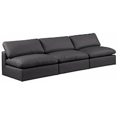 Comfy Black Vegan Leather Modular Sofa