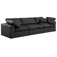 Comfy Black Vegan Leather Modular Sofa