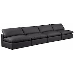 Comfy Black Vegan Leather Modular Sofa