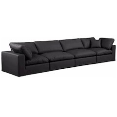 Comfy Black Vegan Leather Modular Sofa