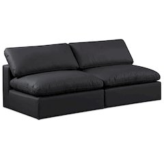 Comfy Black Vegan Leather Modular Sofa