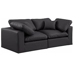 Comfy Black Vegan Leather Modular Sofa