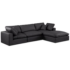 Comfy Black Vegan Leather Modular Sectional