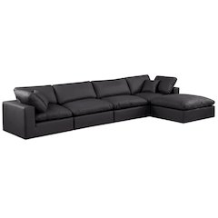 Comfy Black Vegan Leather Modular Sectional