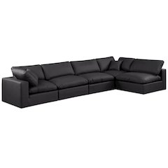 Comfy Black Vegan Leather Modular Sectional