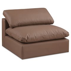 Comfy Brown Vegan Leather Modular Armless Chair