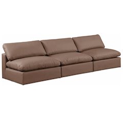 Comfy Brown Vegan Leather Modular Sofa