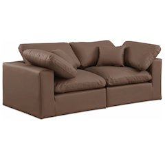 Comfy Brown Vegan Leather Modular Sofa