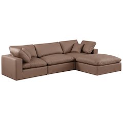 Comfy Brown Vegan Leather Modular Sectional