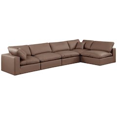 Comfy Brown Vegan Leather Modular Sectional