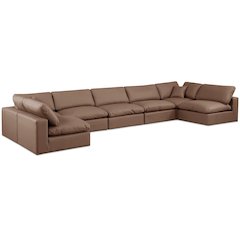 Comfy Brown Vegan Leather Modular Sectional