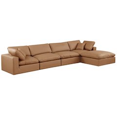 Comfy Cognac Vegan Leather Modular Sectional