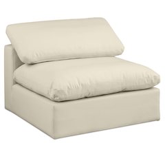 Comfy Cream Vegan Leather Modular Armless Chair