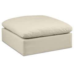 Comfy Cream Vegan Leather Modular Ottoman