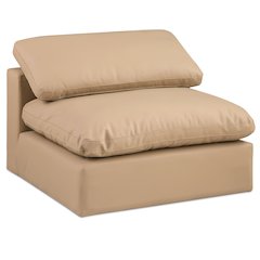 Comfy Tan Vegan Leather Modular Armless Chair