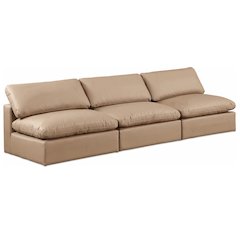 Comfy Tan Vegan Leather Modular Sofa