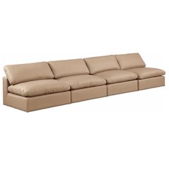 Comfy Tan Vegan Leather Modular Sofa
