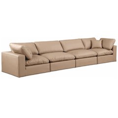 Comfy Tan Vegan Leather Modular Sofa