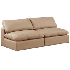Comfy Tan Vegan Leather Modular Sofa