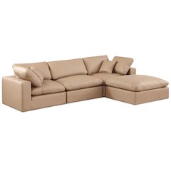 Comfy Tan Vegan Leather Modular Sectional