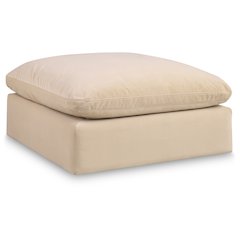 Comfy Beige Velvet Modular Ottoman