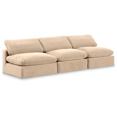 Comfy Beige Velvet Modular Sofa