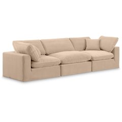 Comfy Beige Velvet Modular Sofa