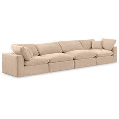 Comfy Beige Velvet Modular Sofa