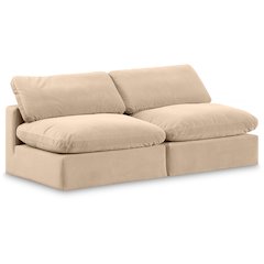 Comfy Beige Velvet Modular Sofa