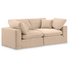 Comfy Beige Velvet Modular Sofa