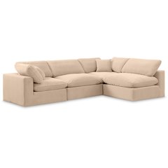 Comfy Beige Velvet Modular Sectional