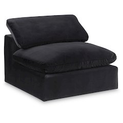 Comfy Black Velvet Modular Armless Chair